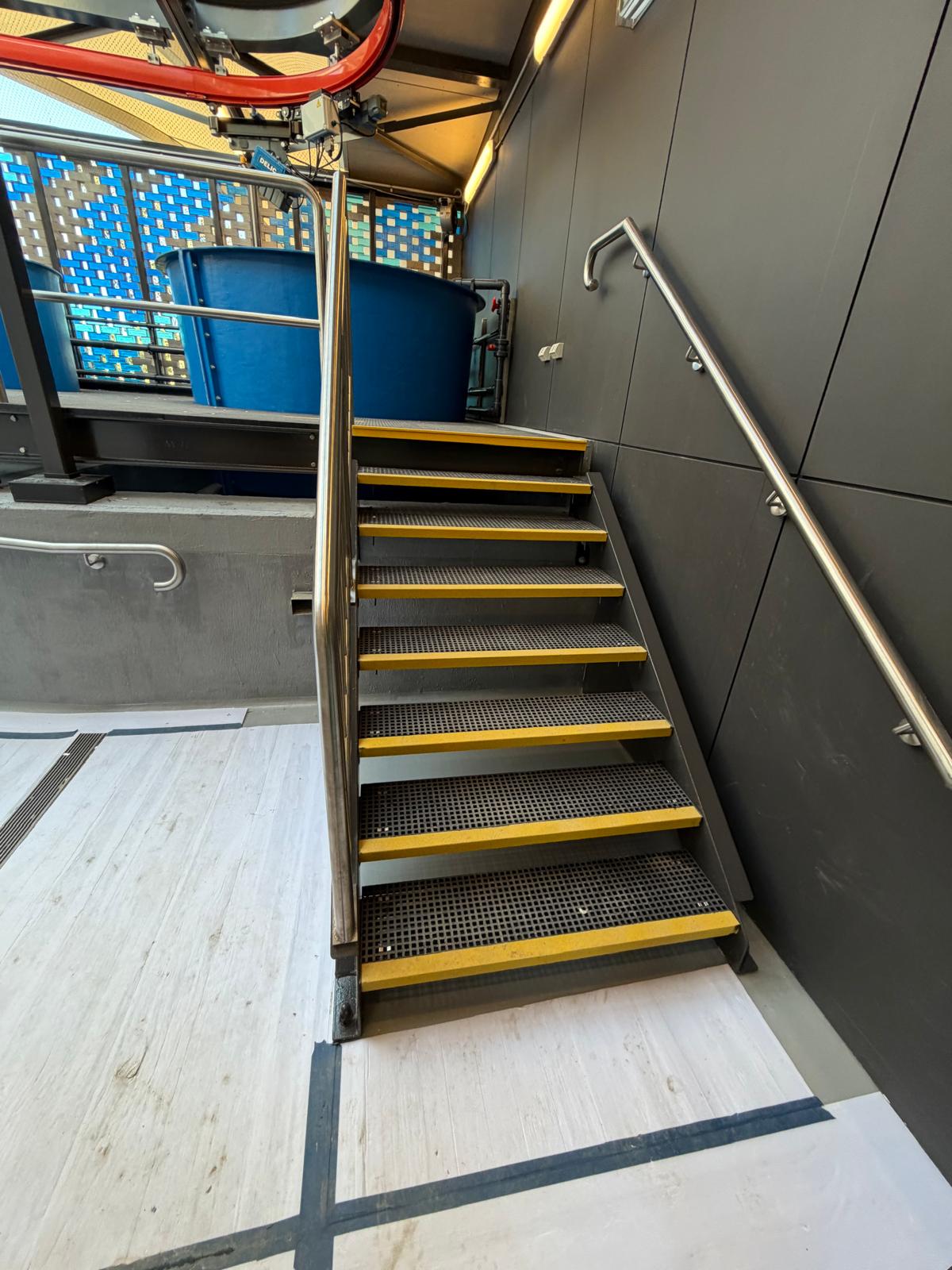 Steel stairs with stainless steel handrails at Taronga Zoo
